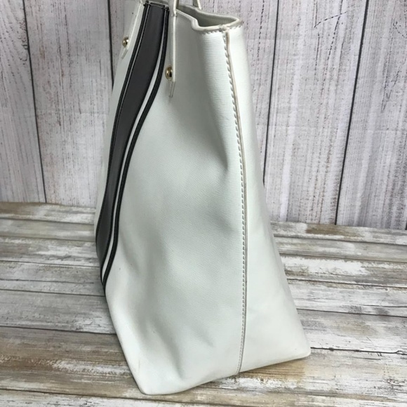 MAISON DU SAC PARIS BLACK TRIM WHITE TOTE BAG - Picture 3 of 8